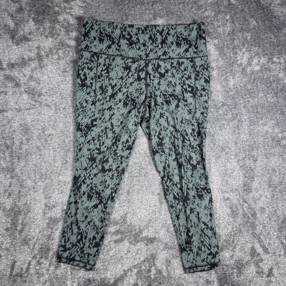 Athleta Salutation Stash Pocket II Printed 7/8 Tight Leggings XL Gray Black